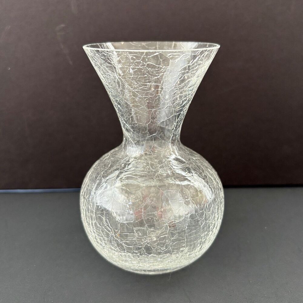 Crackle Glass Cottagecore Bud Vase Decorative Shabby Decor Vintage